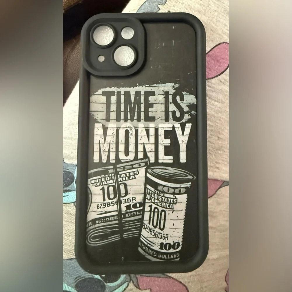 iPhone 14 Black and White 'Time is Money' Phone Case